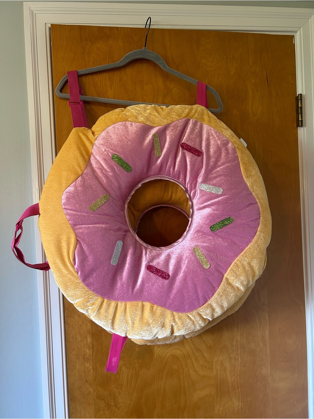 Adult Halloween Plush Donut costume - Pink & Yellow one size